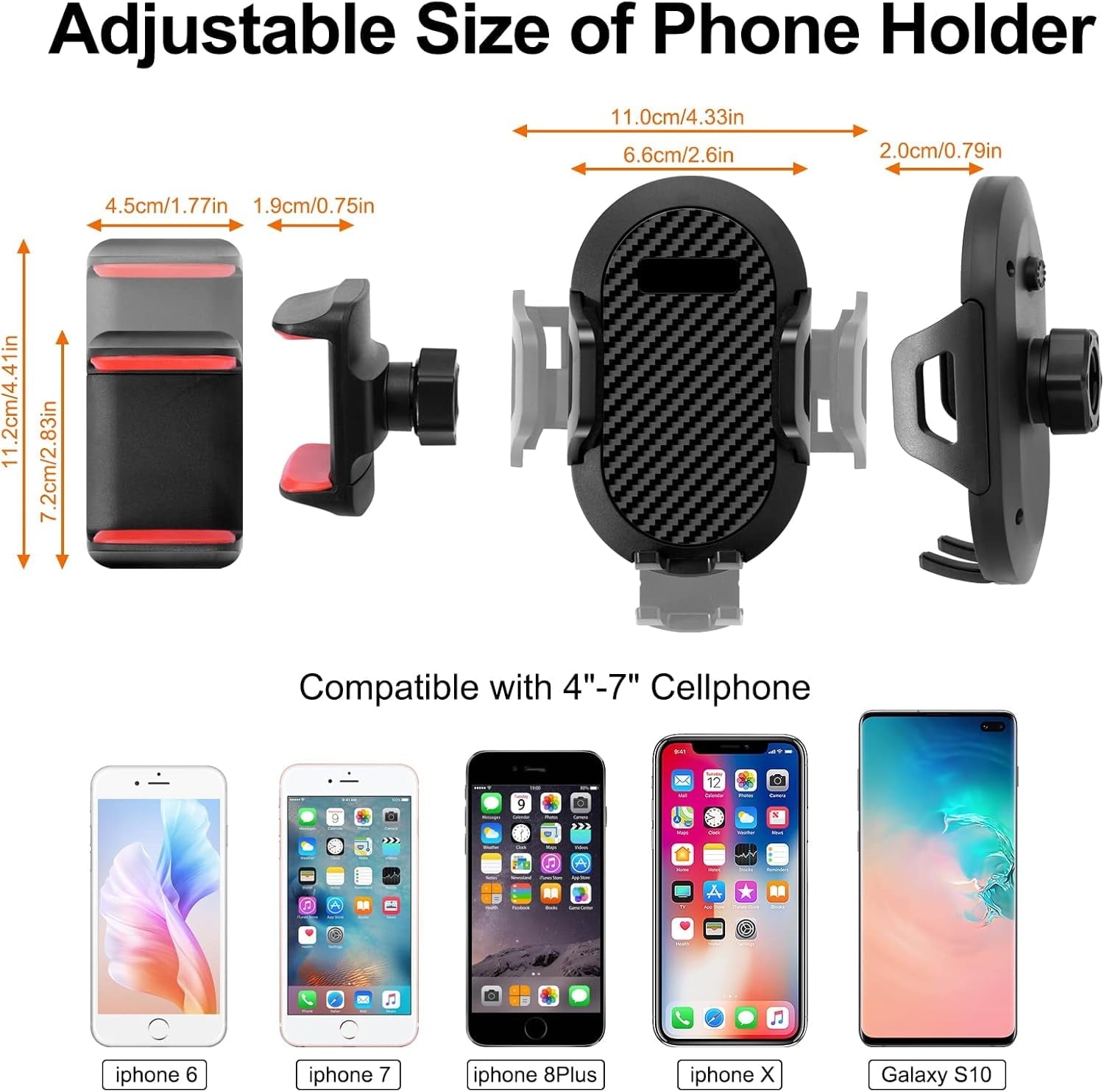 DIAMOOKY Phone Mount for 2018-2023 Jeep Wrangler JL JLU & Gladiator JT, Phone Holder Dash Tray System Kit with Metal Rod Extension Arm 360° Adjustable