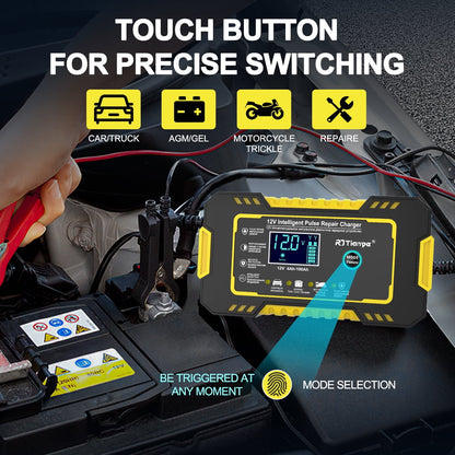 Car Battery Charger, 12V 6A Smart Battery Trickle Charger Automotive 12V Battery Maintainer Desulfator with Temperature Compensation for Car Truck Motorcycle Lawn Mower Marine