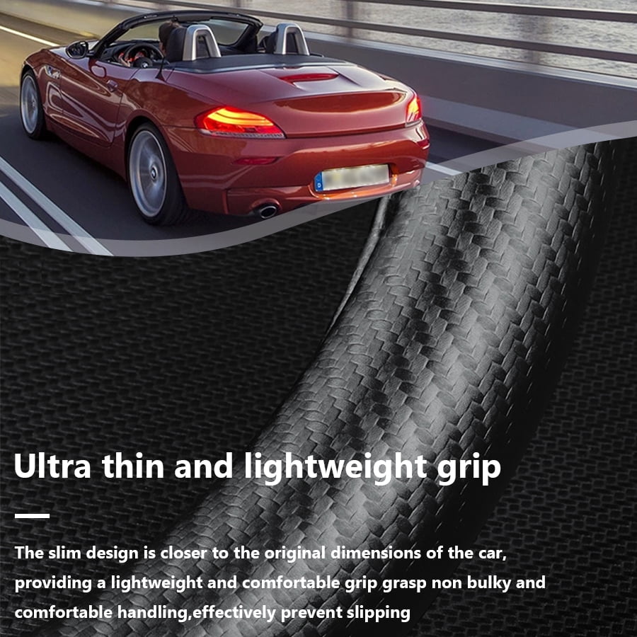 Premium Custom Fit Steering Wheel Cover for Nissan - Genuine NAPA Leather & Carbon Fiber Design | Anti-Slip Grip | Includes Bonus Cup Mat & 3-in-1 Charging Cable (Black)