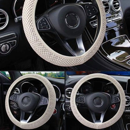 PWFE Universal 38cm Car Auto Steering Wheel Cover Elastic Ice Silk Summer Cool Non-Slip Auto Accessories(Grey)