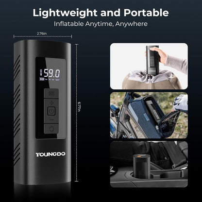 YOUNDO Tire Inflator Portable, Air Compressor Rechargeable 6000mAh Tire Pump for Car Moto Bike Balls