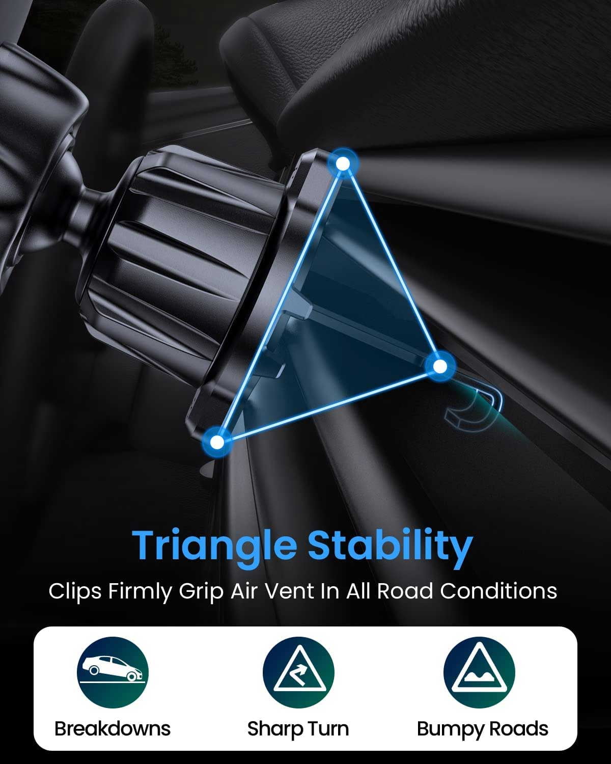 GUANDA Car Phone Holder for Air Vent, Secure Hook Clip with 360° Adjustable Mount, Compatible with iPhone, Samsung and Android Phones