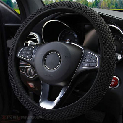 PWFE Universal 38cm Car Auto Steering Wheel Cover Elastic Ice Silk Summer Cool Non-Slip Auto Accessories(Red)