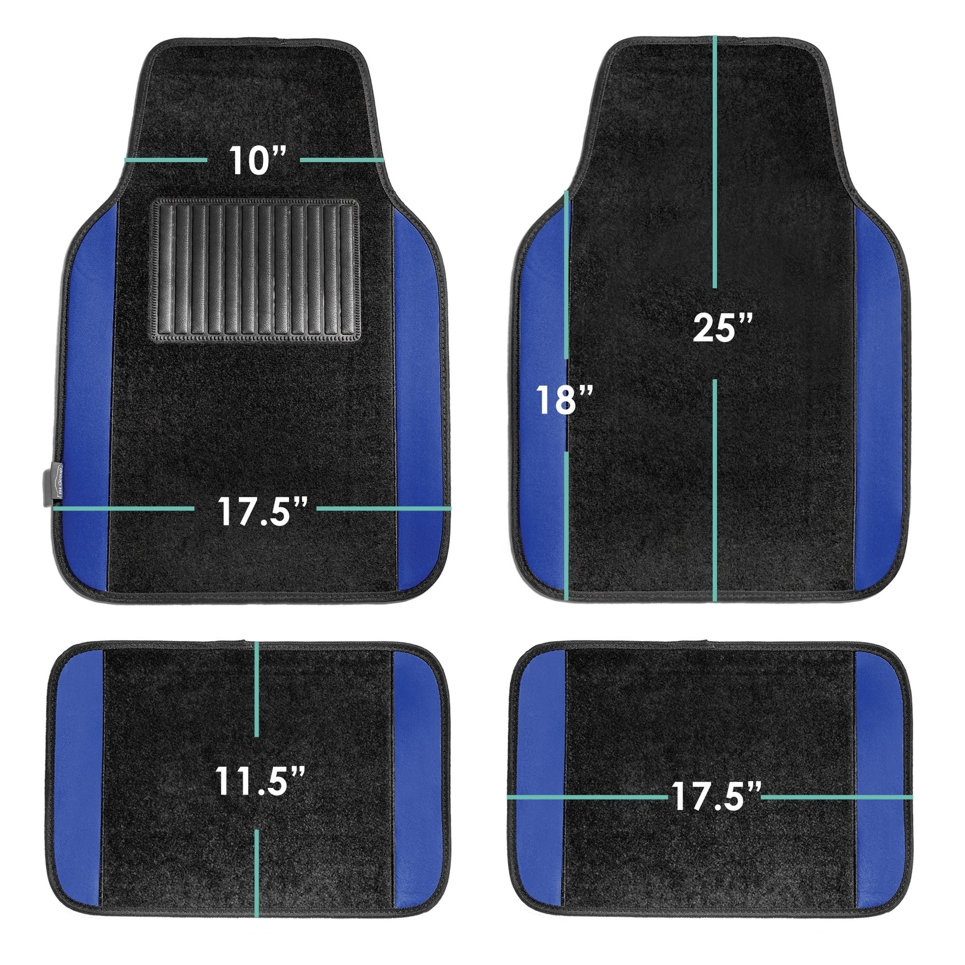 FH Group Universal Fit Premium Carpet Car Floor Mats Front & Rear Full Set - Blue F14407BLUE