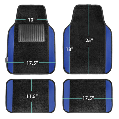 FH Group Universal Fit Premium Carpet Car Floor Mats Front & Rear Full Set - Blue F14407BLUE