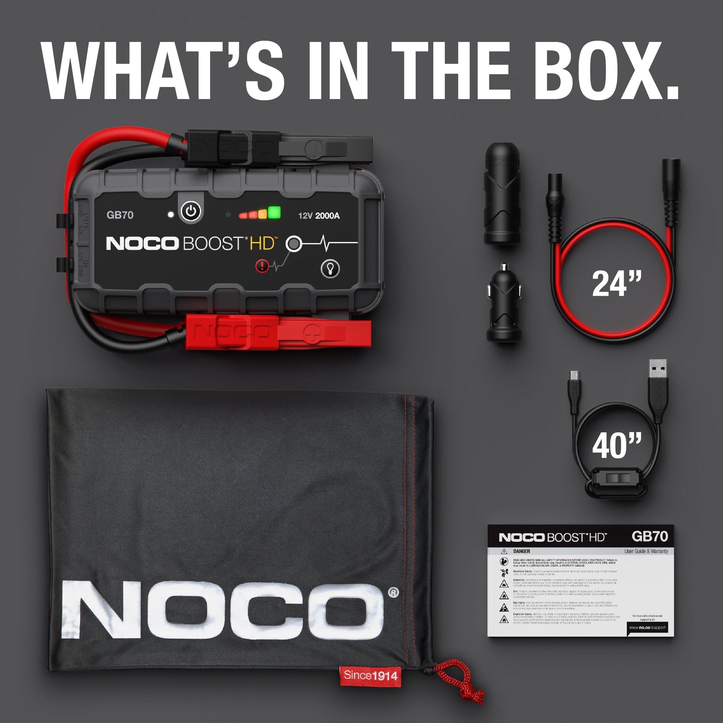 NOCO Boost GB70: 2000A 12V UltraSafe Portable Lithium Jump Starter