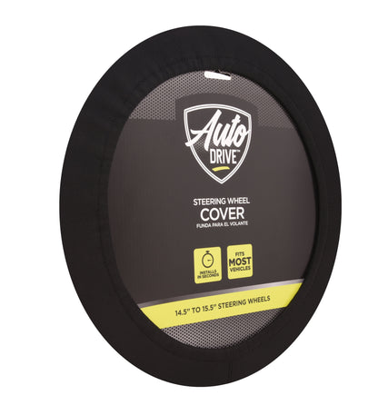 Auto Drive Universal Black Neoprene Waterproof Steering Wheel Cover, Set of 1, Fit for Cars, SUVs, Trucks