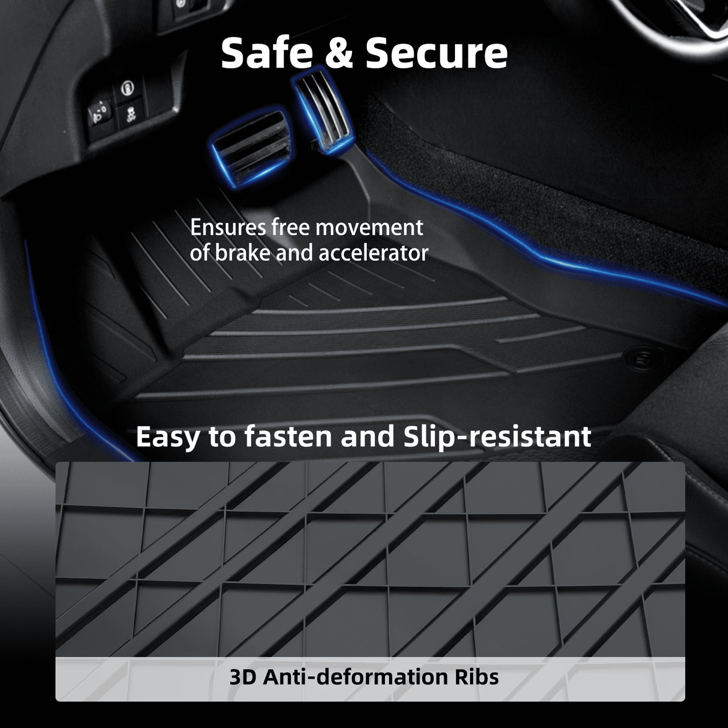 COMAUTO Floor Mats for Honda Civic 2022-2025 Sedan Hatchback Si(Include Sport,Not Hybrid)&Acura Integra 2023 2024 3D Custom Fit All Weather TPE Accessories,Full Set of 3 for Front,Rear