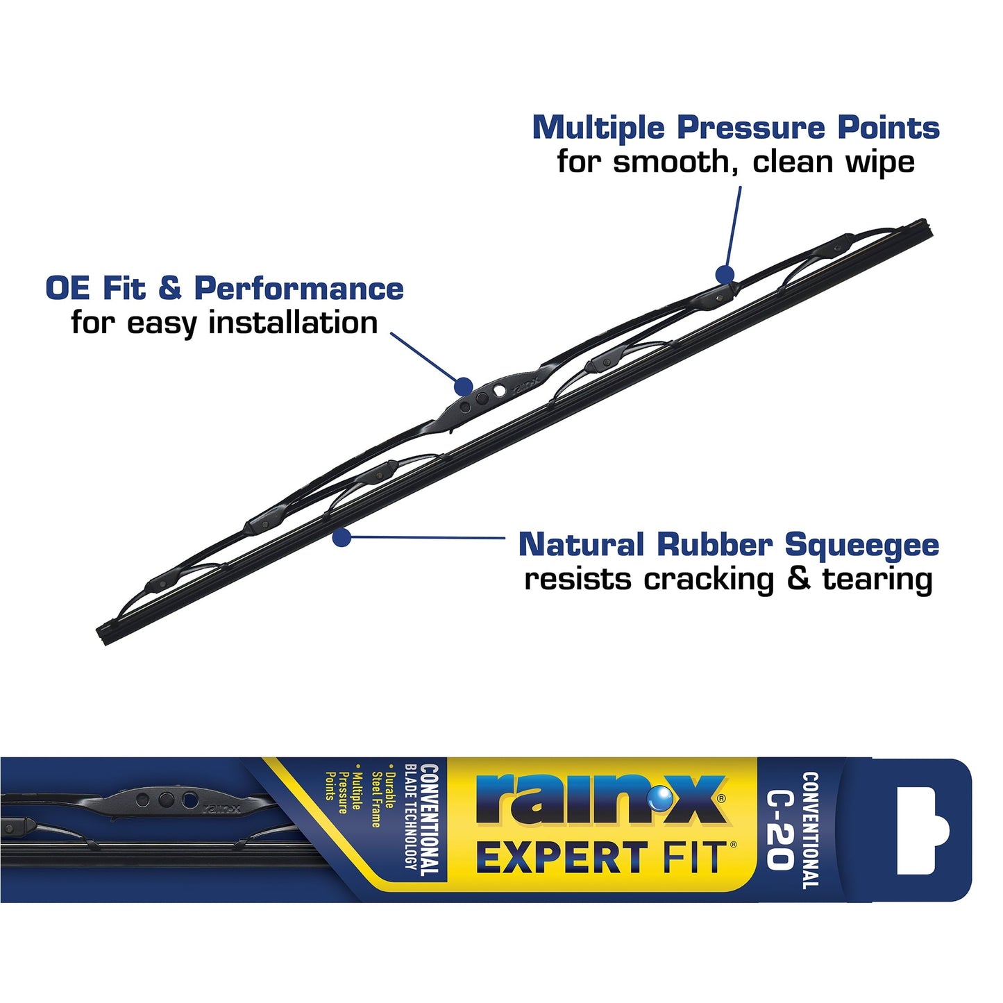 (2 pack) Rain-X Expert Fit Conventional Windshield Wiper Blade C-20 - 860020