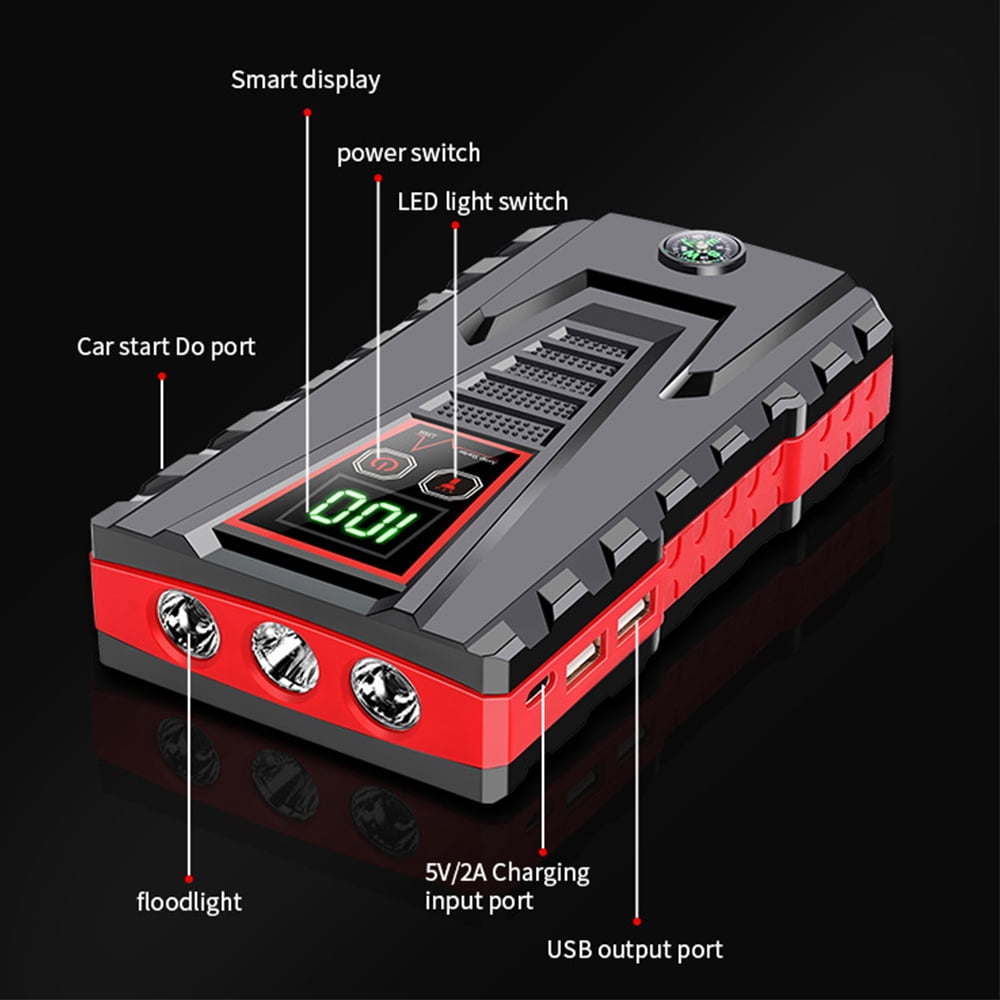 PRAXO Multi-functional Car Jump Starter, 5000A Peak 99800mAh Battery Jump Starter, 12V Car Battery Charger, Auto Battery Booster w/ LCD Display & 3 LED Modes, Portable Power Bank Charger