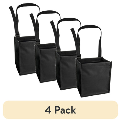 (4 pack) Auto Drive Trash Bin Collapsible Portable Auto Garbage Bag Multipurpose Car Organizer (Black)