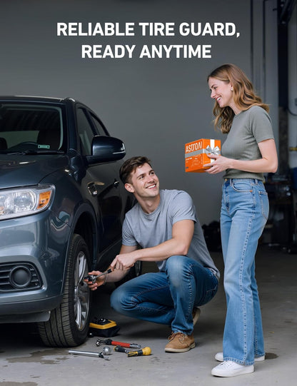 AstroAI Tire Inflator Portable Air Compressor Tire Air Pump for Car Tires - Car Accessories, 9.8Ft 12V DC-Powered Auto Pump with Digital Pressure Gauge, LED Light for Bicycle, Balloons, Orange