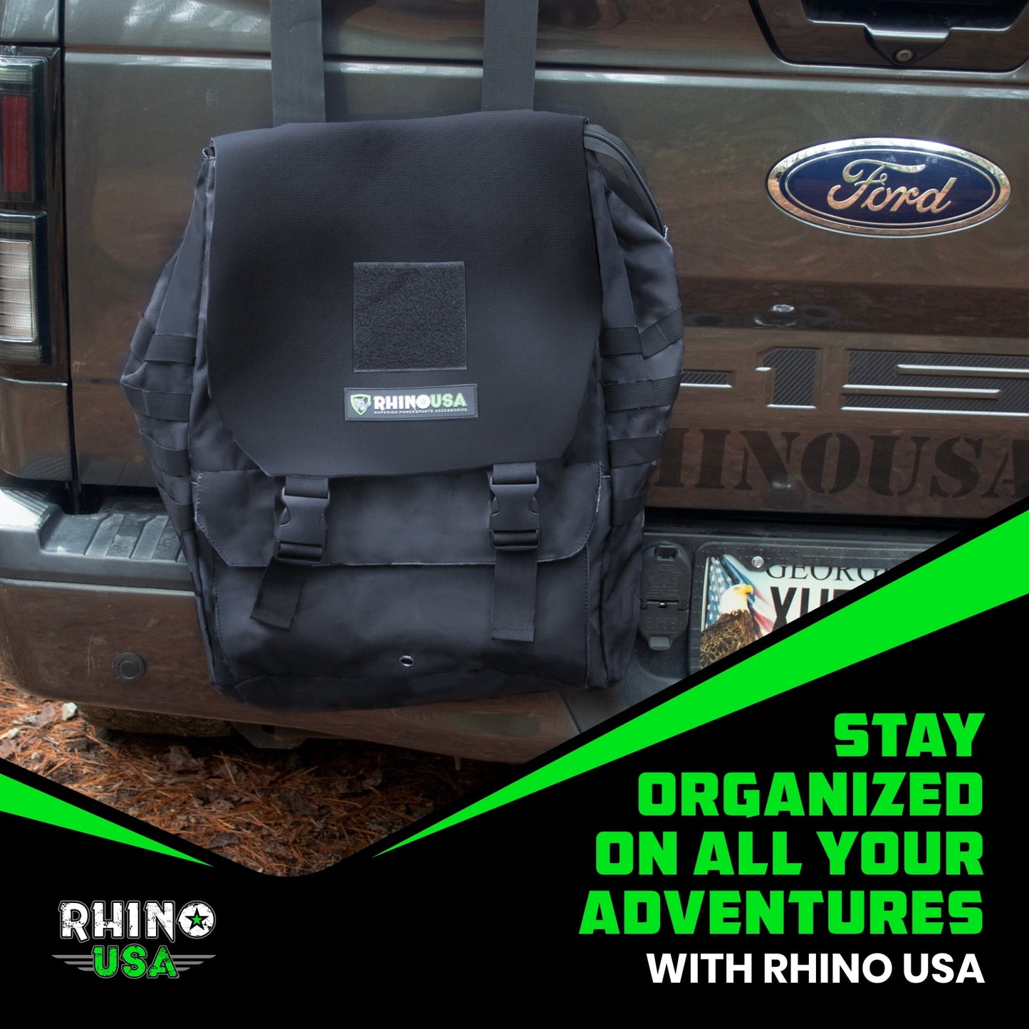 Rhino USA Tail Gate Trash Bag – Molle Compatible Overlanding Gear, Camping Essentials & Ultimate Accessory for Jeep Gladiator, Trucks & More - Black