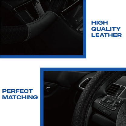 Skechers Air Cooled Memory Foam Steering Wheel Cover, Breathable Comfort Grip, Soft Leather, All-Season Fit for Cars, SUVs, and Trucks Orange