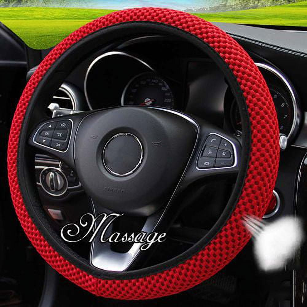 PWFE Universal 38cm Car Auto Steering Wheel Cover Elastic Ice Silk Summer Cool Non-Slip Auto Accessories(Brown)