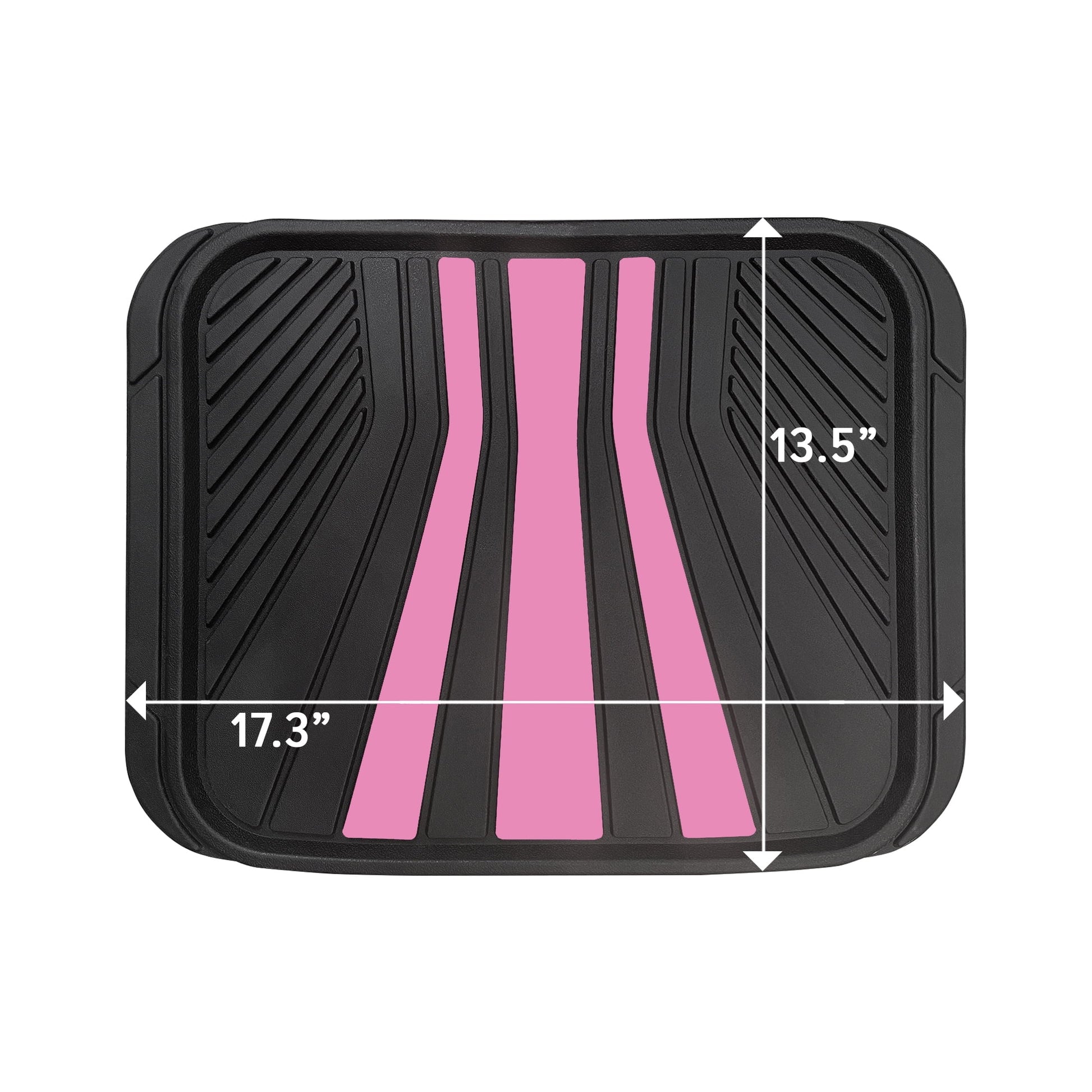 Rally 4-Piece Black with Pink Stripes Rubber Floor Mat Set