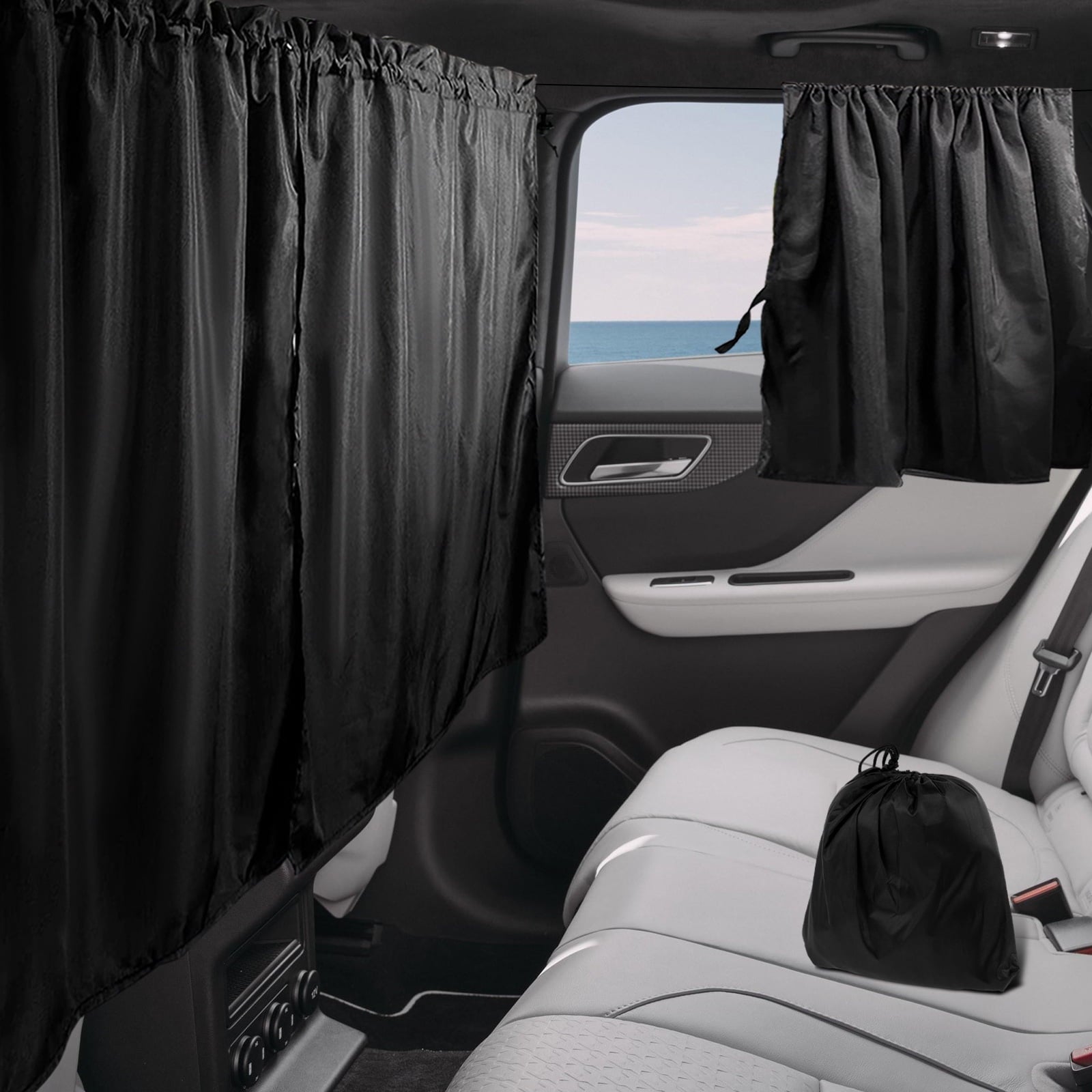 Xiyztok 3PCS Car Privacy Curtains Universal Divider Curtain Between Rear Seat Auto Blackout Sun Shades Side Window Covers Accessories for Travel Camping Nap Sleeping