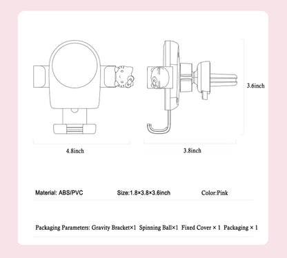 WANNGWEE Hello Kitty Phone Mount for Car, Pink Cat Air Vent Clip Car Phone Holder Mount Fit for All Cell Phone, Pretty Car Accessories for Women and Girls WW728#1632