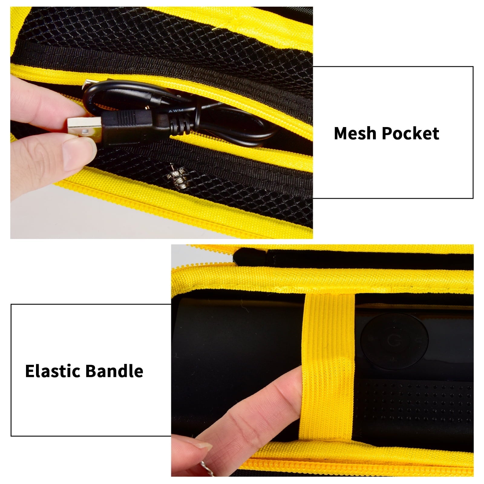 Case Compatible with Airmoto Portable Air Pump 120 PSI Air Compressor, Car Tire Inflator Storage Bag for Accessories-Black+ Yellow Zipper