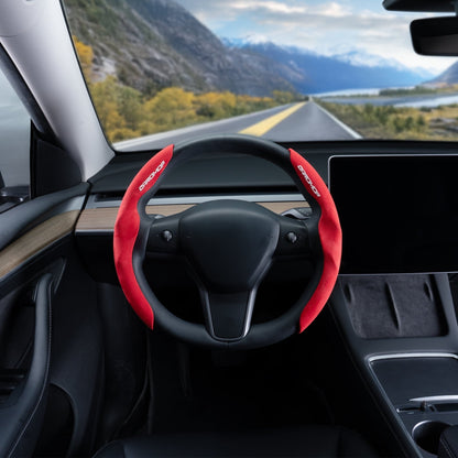 Caromop Suede Steering Wheel Cover, 14.5-15 in, Non-Slip, 2 pack, Red