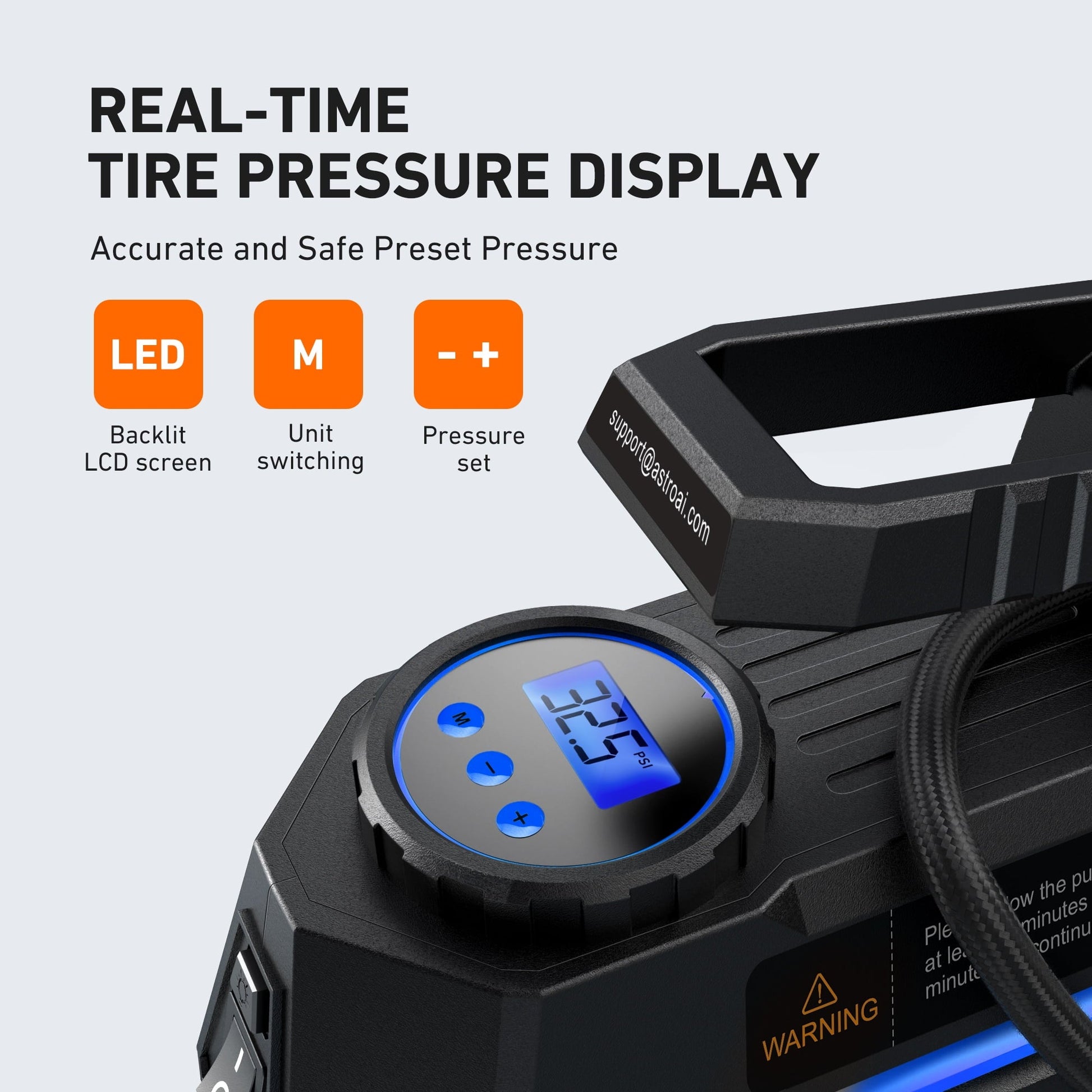 AstroAI Tire Inflator Air Compressor 12V DC, Digital Pressure Gauge Car Tire Pump 150 PSI, Auto Shutoff, Electric Air Pump for Car Tires, Bicycles, Other Inflatables, for Gift