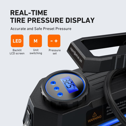 AstroAI Tire Inflator Air Compressor 12V DC, Digital Pressure Gauge Car Tire Pump 150 PSI, Auto Shutoff, Electric Air Pump for Car Tires, Bicycles, Other Inflatables, for Gift