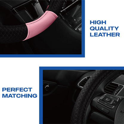 Skechers Air Cooled Memory Foam Steering Wheel Cover, Breathable Comfort Grip, Soft Leather, All-Season Fit for Cars, SUVs, and Trucks Pink