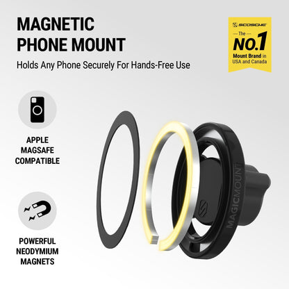 Scosche SMS1ODVR-1 MagicMount MS 5-in-1 MagSafe Car Phone Mount - Back of Screen, Dash or Vent Mount