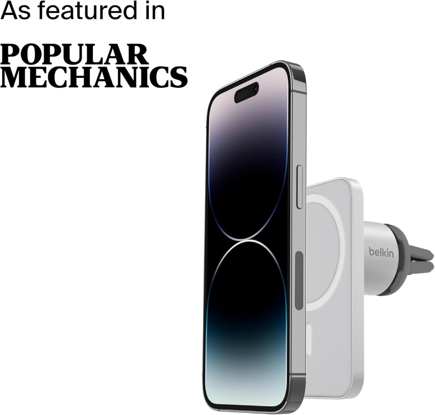 Belkin MagSafe Vent Mount Pro - MagSafe Phone Mount for Car, Magnetic Phone Holder Compatible with iPhone 16, iPhone 16 Pro, iPhone 16 Pro Max, iPhone 15 Series, iPhone 14 Series, and Mini - Gray