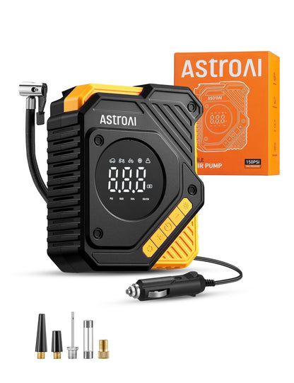 AstroAI Tire Inflator Air Compressor 12V DC, Digital Pressure Gauge Car Tire Pump 150 PSI, Auto Shutoff, Electric Air Pump for Car Tires, Bicycles, Other Inflatables, for Gift