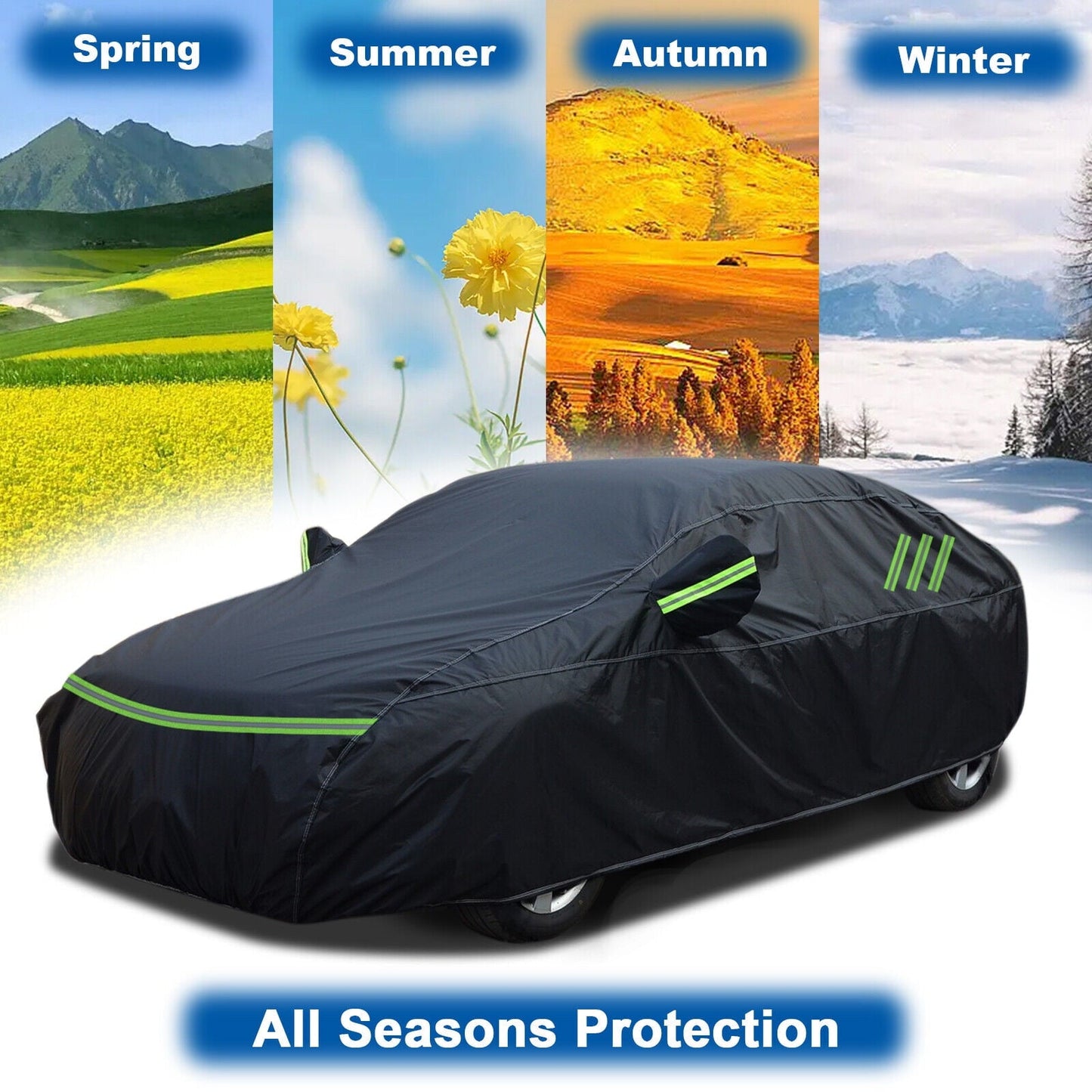 For Toyota Camry Car Cover, Thickened PEVA+Cotton Waterproof Sedan Full Cover with Lock Outdoor Indoor Snow Rain Sun Dust Protection All Weather Black