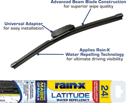 (2 pack) Rain-X Latitude Water Repellency 2-IN-1 Windshield Wiper Blade 24"