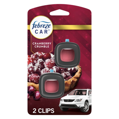 Febreze Car Air Freshener, Odor-Fighting Car Vent Clip, Cranberry Crumble, 2 Count