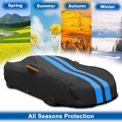 FANOTEK Car Cover Custom Fit for Ford Mustang 1982-2025, Waterproof PEVA with Soft Liner Full Cover, Outdoor Sun UV Rain Dust Protection All Weather