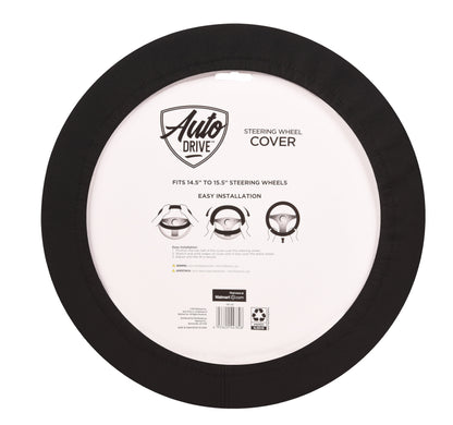 Auto Drive Universal Black Neoprene Waterproof Steering Wheel Cover, Set of 1, Fit for Cars, SUVs, Trucks