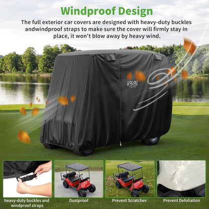 10L0L Golf Cart Cover 4 Passenger for Yamaha EZGO Club Car, 420D Waterproof Sunproof Dustproof Enclosure Cover, Black