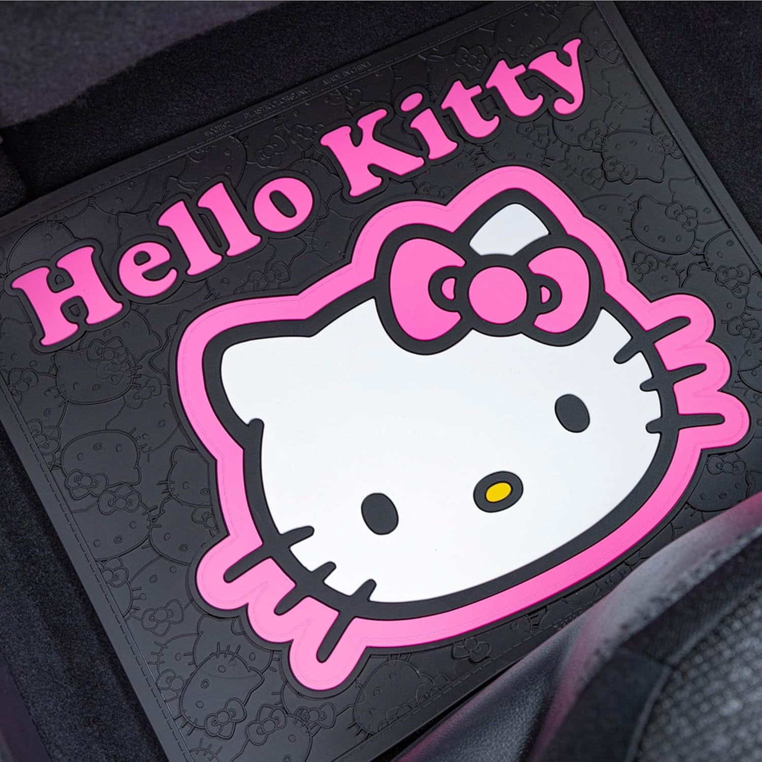Yupbizauto Hello Kitty Car Accessories Seat Cover with 4 Rubber Mats, Steering Wheel Cover and Air Freshener Bundle Set