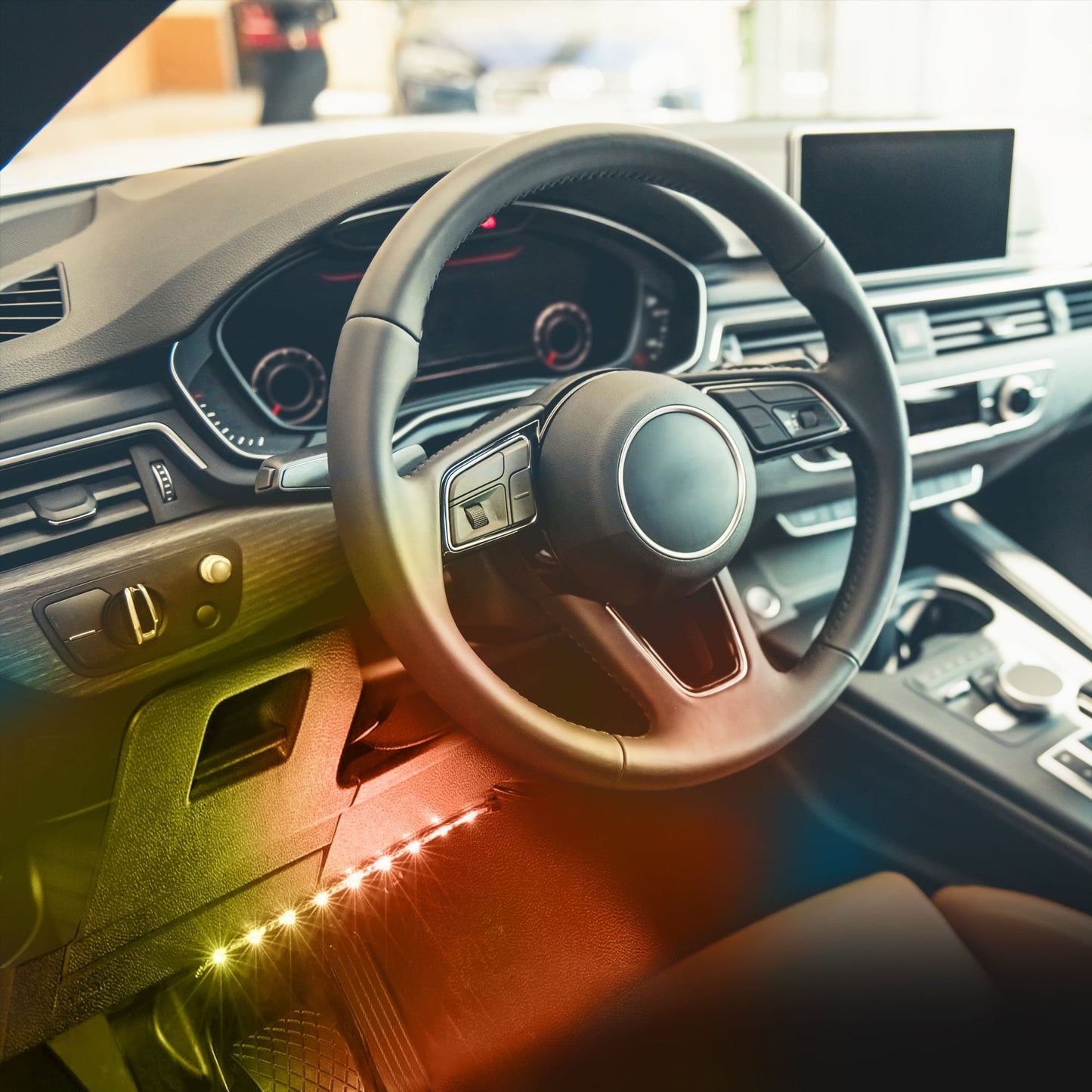 Monster Basics Bluetooth Car Interior Lights, Sound-Reactive Multi-Color RGB Lights, 4-Pack