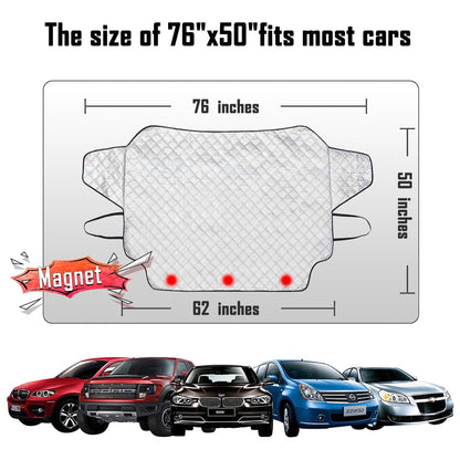 Whiteleopard Car Windshield Snow Ice Cover with 4 Layers Protection, Windshield Cover with Magnetic Edges Used for Protection, Rain and Sun