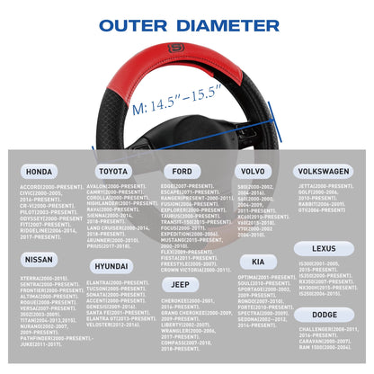 Skechers Air Cooled Memory Foam Steering Wheel Cover, Breathable Comfort Grip, Soft Leather, All-Season Fit for Cars, SUVs, and Trucks Red