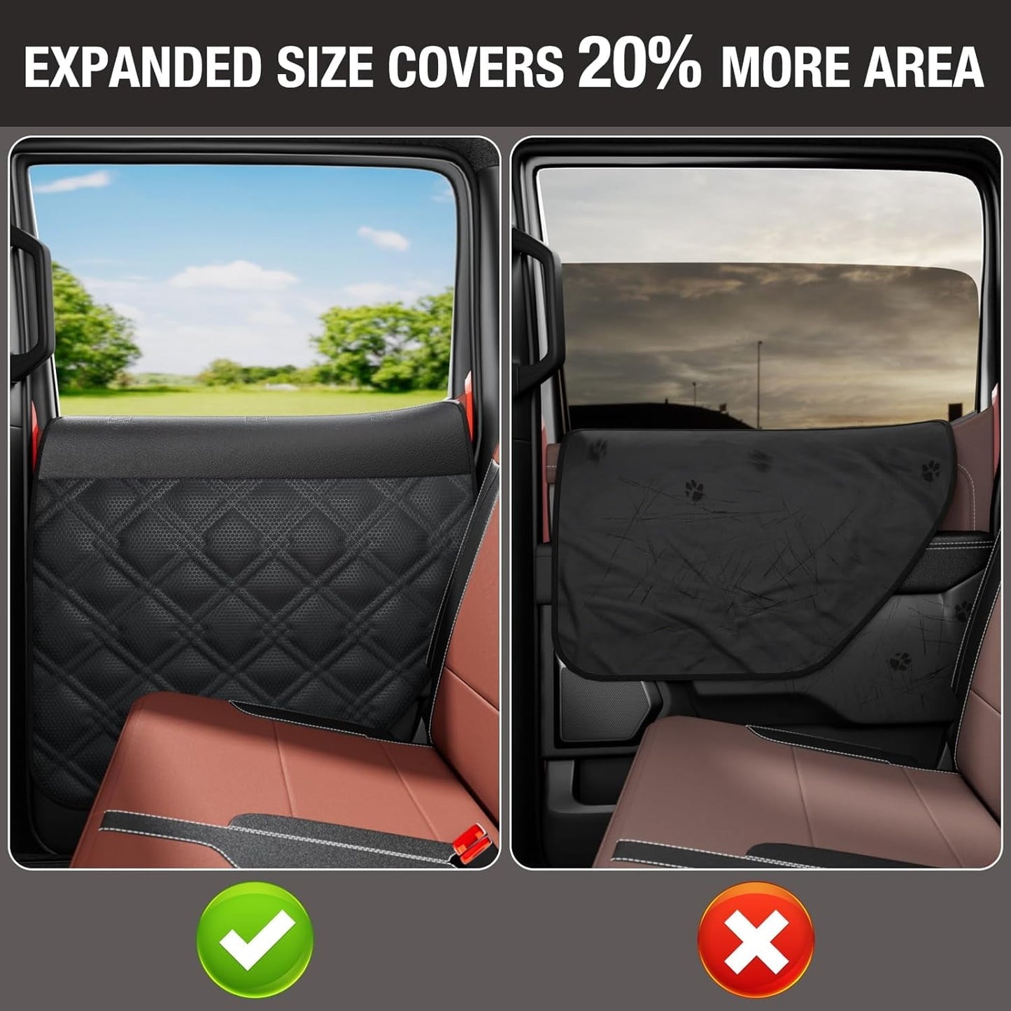 DIAMOOKY Car Door Protector for Dog, 20% Larger Design for Trucks & Large SUVs, Thickened Waterproof Door Edge Scratch Protector, Set of 2