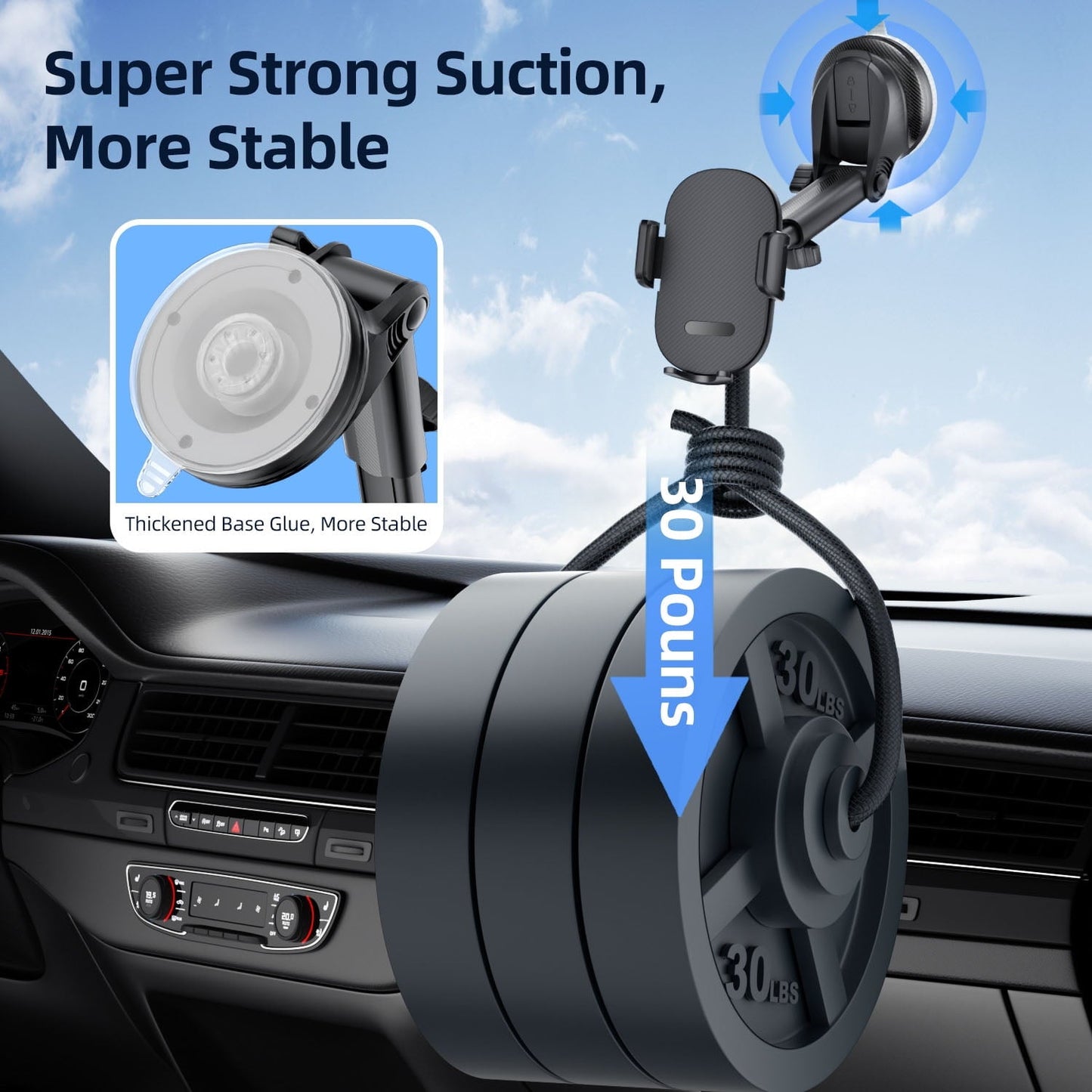 YOOVEE Universal Dashboard & Windshield Car Phone Holder - 360° Rotatable Mount, 3-in-1 Vent/Dash/Windshield Clip for 4-7" Phones, iPhone, Samsung, Google Pixel, Moto