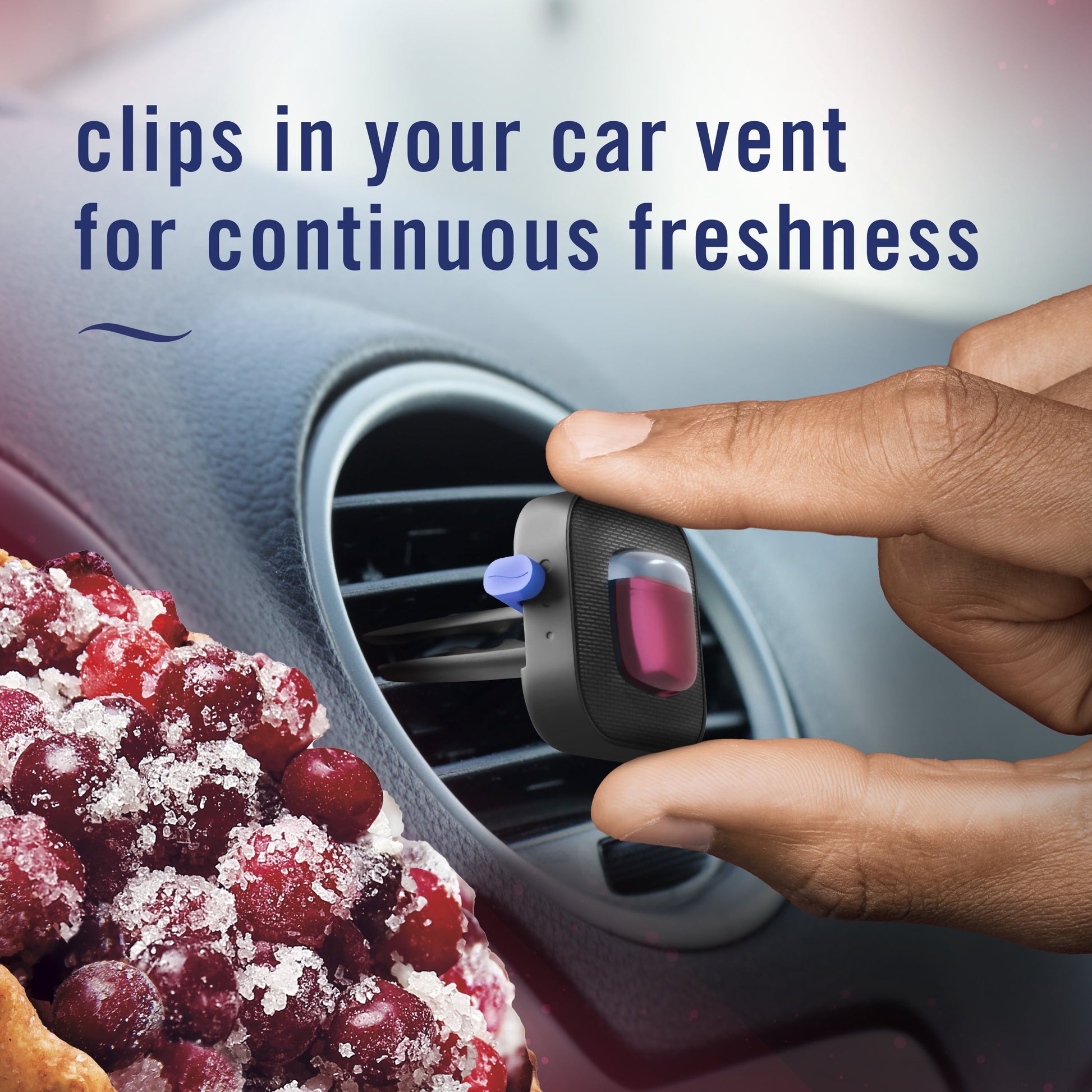 Febreze Car Air Freshener, Odor-Fighting Car Vent Clip, Cranberry Crumble, 2 Count