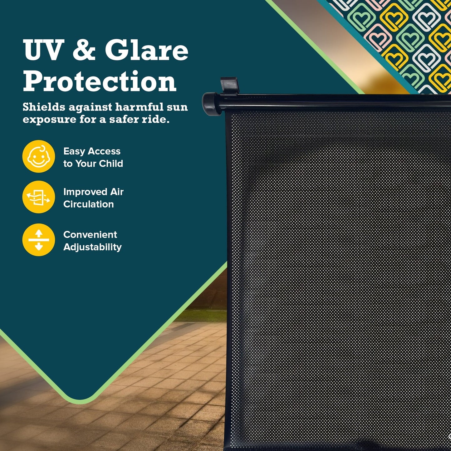 Safety 1st Retractable Roller Shade Sun Protection for Car Windows, 2-Pack