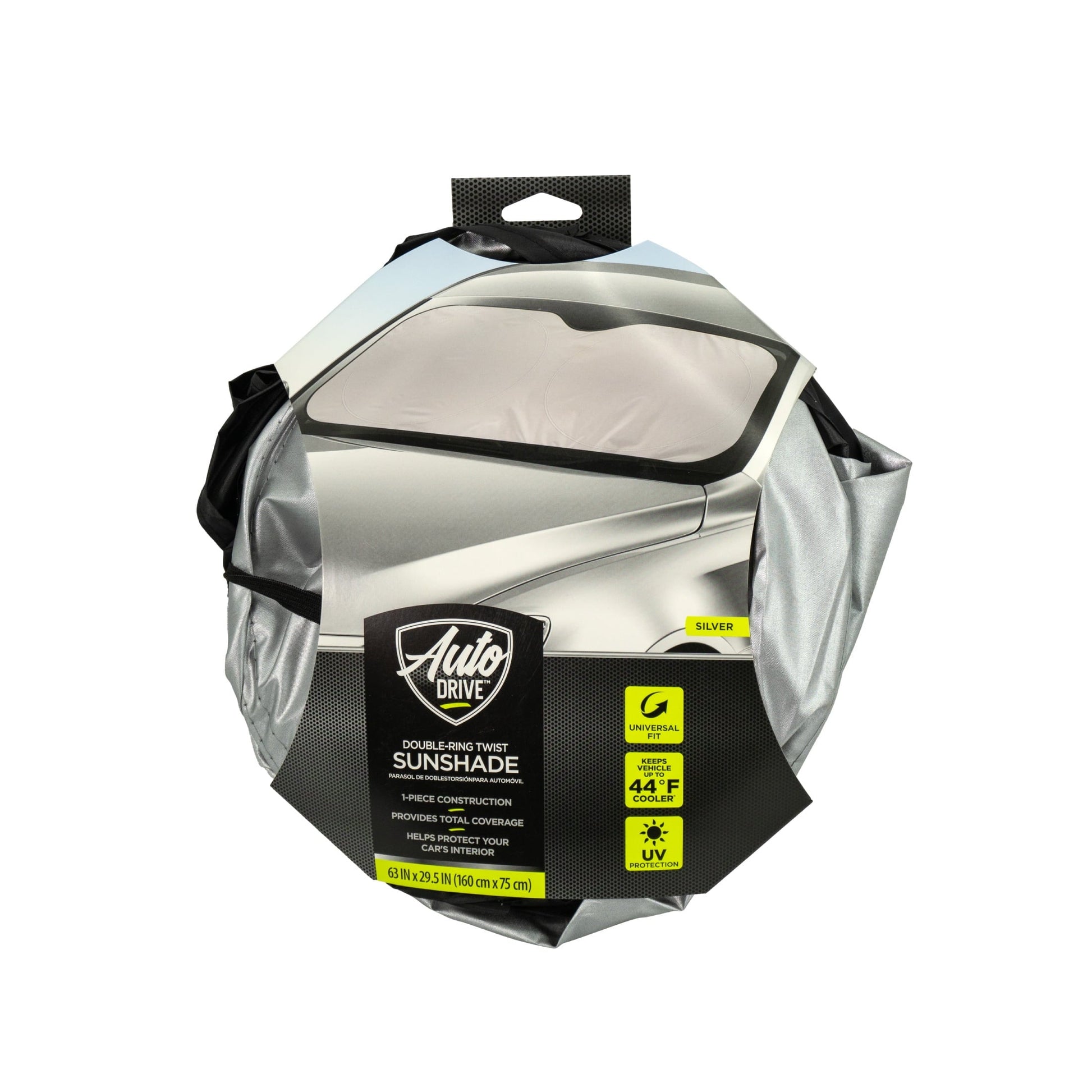 Auto Drive Double Rings Twist Sun Shade Ultimate Protection for Car Windshields1 pack, 63"x29.5"