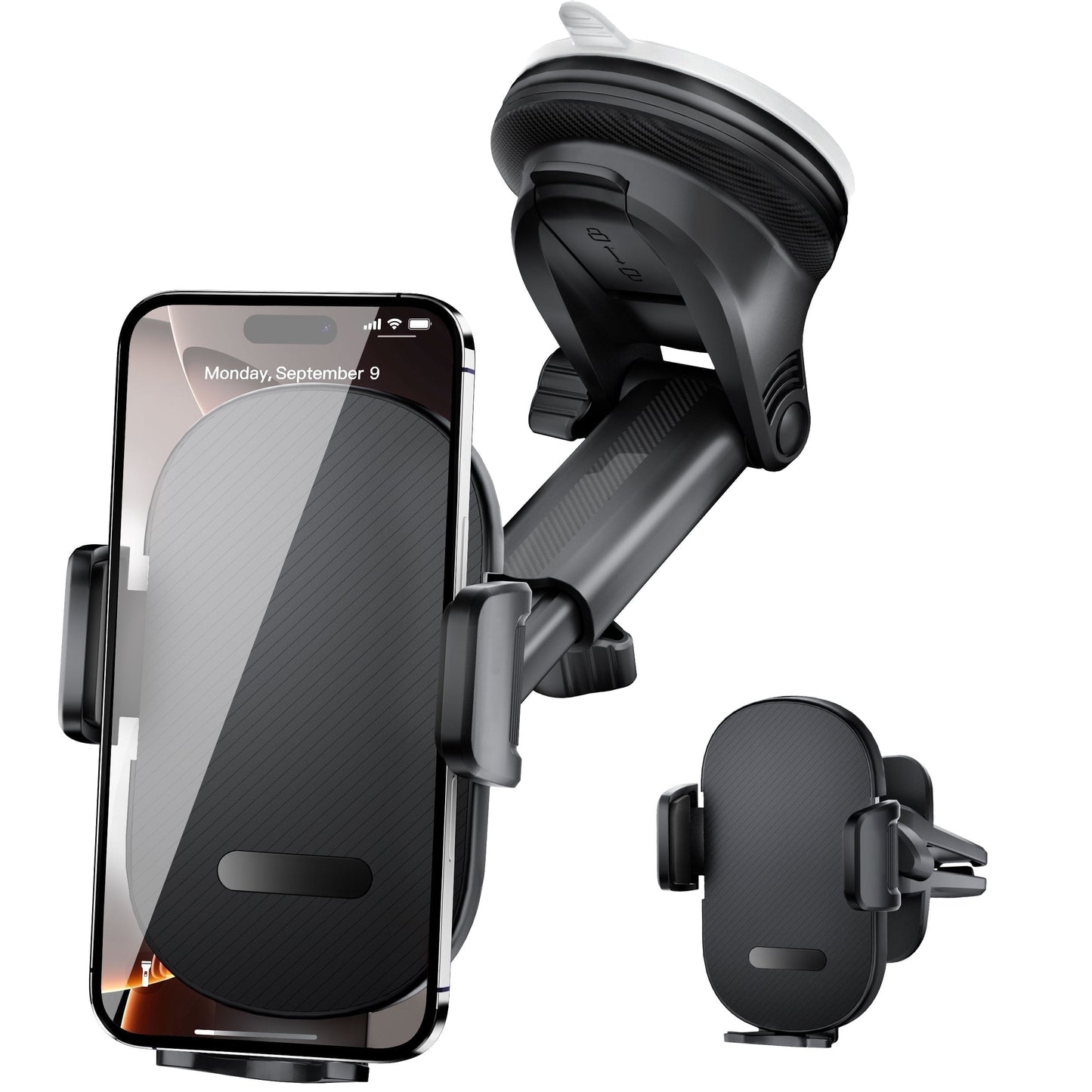 YOOVEE Universal Dashboard & Windshield Car Phone Holder - 360° Rotatable Mount, 3-in-1 Vent/Dash/Windshield Clip for 4-7" Phones, iPhone, Samsung, Google Pixel, Moto