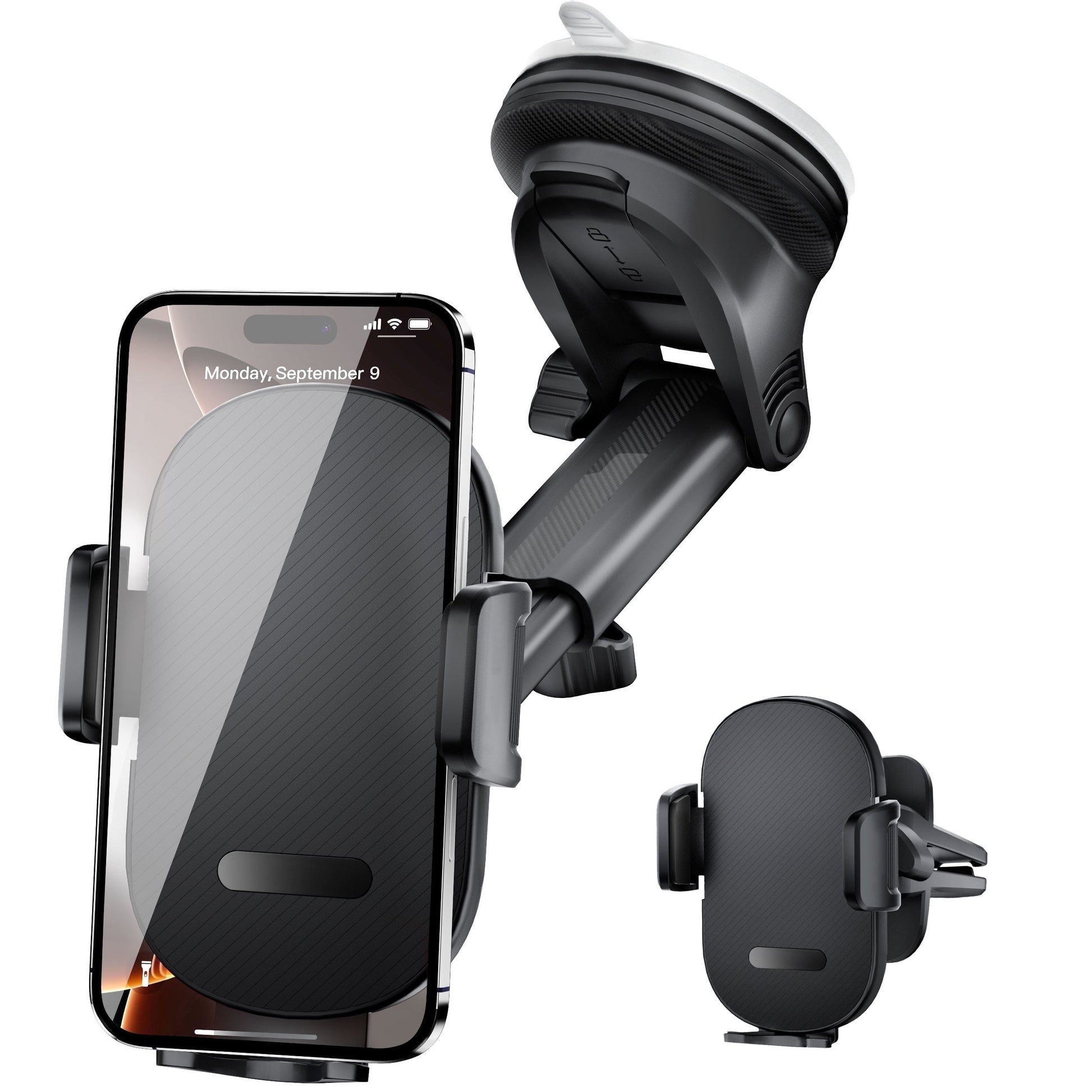 YOOVEE Universal Dashboard & Windshield Car Phone Holder - 360° Rotatable Mount, 3-in-1 Vent/Dash/Windshield Clip for 4-7" Phones, iPhone, Samsung, Google Pixel, Moto