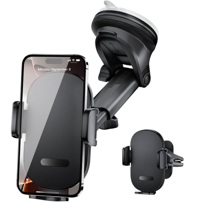 YOOVEE Universal Dashboard & Windshield Car Phone Holder - 360° Rotatable Mount, 3-in-1 Vent/Dash/Windshield Clip for 4-7" Phones, iPhone, Samsung, Google Pixel, Moto