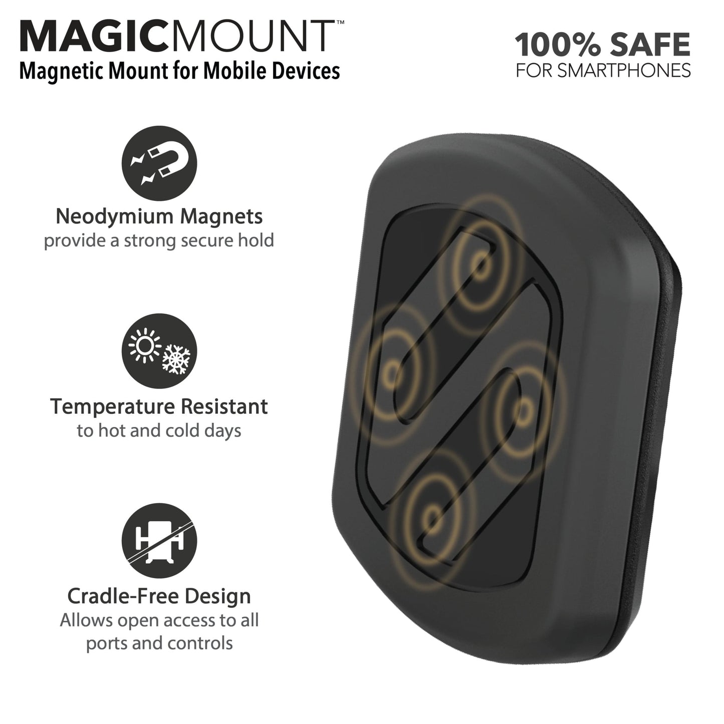 Scosche MAGVM2RSD MagicMount Vent Mount Universal 360° Adjustable Strong Magnetic Phone Holder Blk