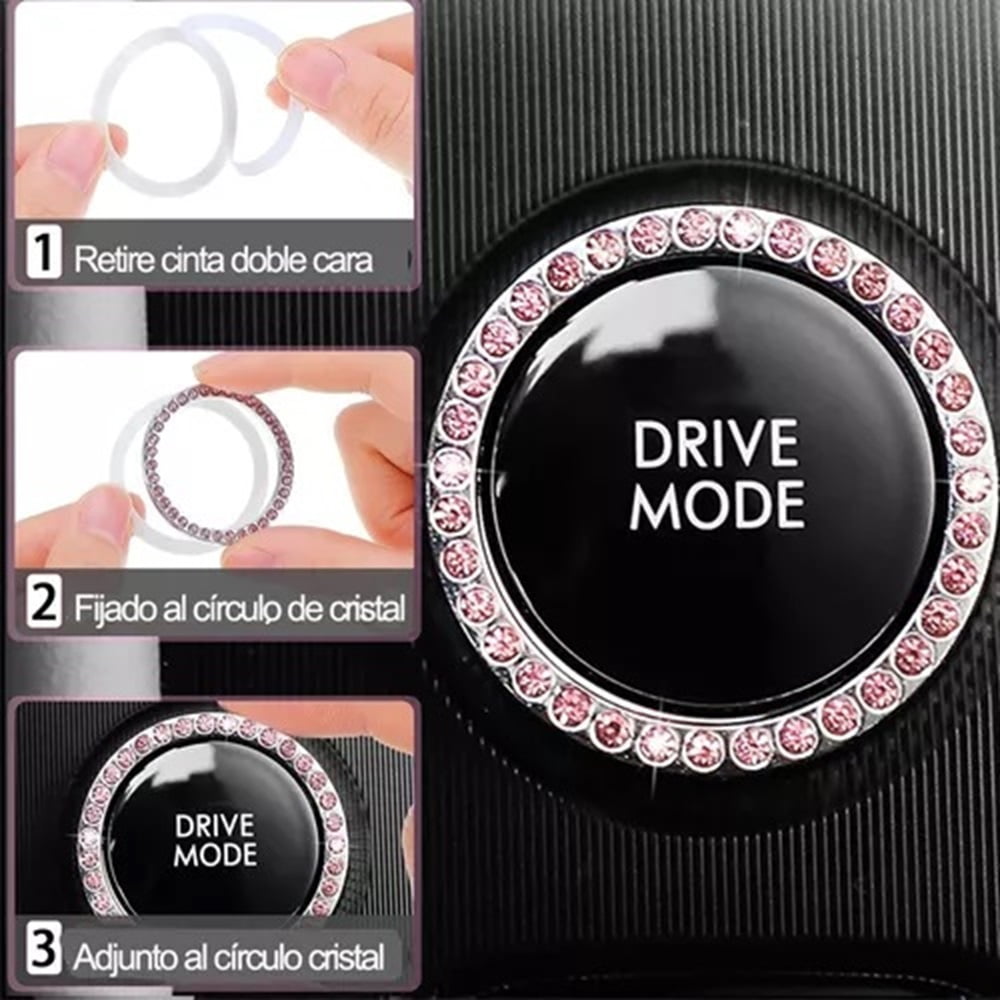 Bling Crystal Diamond Steering Wheel Cover, 13Pcs Shiny Rhinestone Sparkling Car Interior Decorations, Car Accessories for Women Girls,-Pink